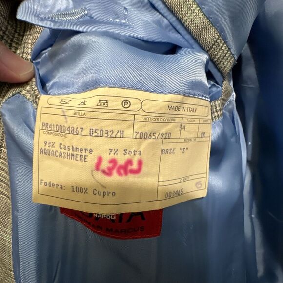 Isaia Sport Coat Mens 54EU/44US Cinnamon Green Sky Plaid AquaCashmere Blazer - Picture 9 of 14